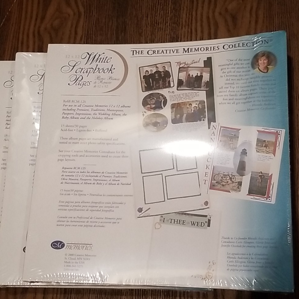 Creative memories scrapbook pages,  white 12X12